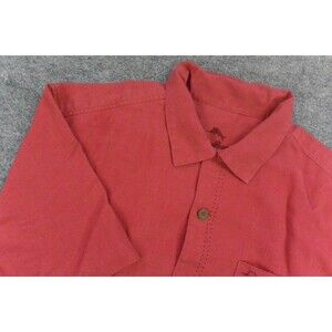 Tommy Bahama Shirt Mens Med Red Silk Short Sleeve